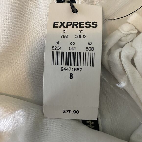 NWT EXPRESS Strapless Dress Pencil Stripe Floral Zip Stretch Women 8 Black White - Picture 11 of 14